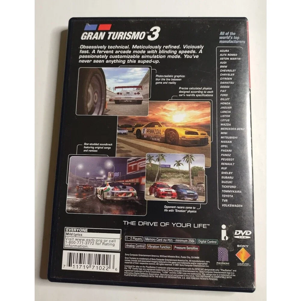 Gran Turismo 3 A-spec PS2 Disc + Case + Manual